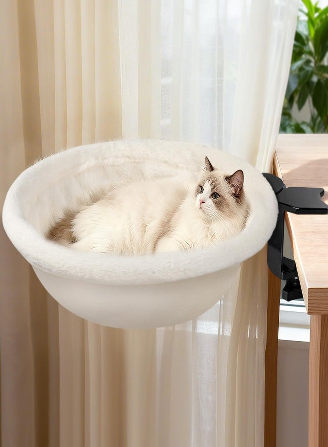 IPOW Heavy Duty Steel Frame 180° Rotating Cat Desk Bed Semi-Circular Cat Bed, Soft Faux Rabbit Fur Material, Suitable for Various Desktops-Maximum Hold Up to 40lb - Image 1